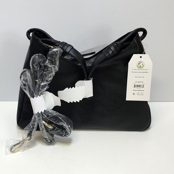 Time & Tru River Shoulder Bag Boho Med Faux Leather Zipper Pockets Gold Accents - Picture 2 of 12